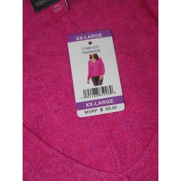 Vince Camuto C3461221 Women's Sz 2XL Paradox Pink Long Sleeve V-Neck Sweater $70 - Picture 5 of 10